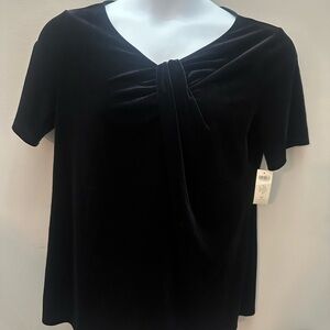 Elegant Black Women's Top Velvet Velour Chicos 2 NWT Twist Tee Knit Top